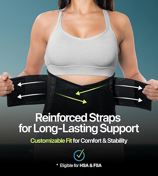 Back Brace for Lower Back Pain Relief – Adjustable Lumbar Support Belt for Women & Men, Lower Back Support for Herniated Disc, Sciatica & Heavy Lifting, Workout Back Support Brace, Size M