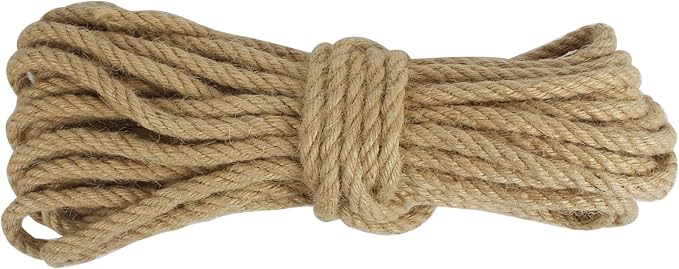DEDU Hemp Rope, Twine Sisal Rope 3/8 Inch X 50 Ft, Natural Twisted 4 Strand Manila for Crafts Heavy Duty Multipurpose for Cat Scratcher, Docks, DIY Projects.
