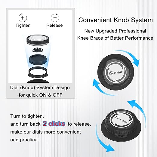 Kuangmi Knob Knee Brace for Pain Relief, Knee Support with Patella Gel Pad & Side Stabilizers, Compression Knee Sleeve for Workout, Arthritis, Joint Pain, Meniscus Tear (Blue Black,Right,X-Large,Single)