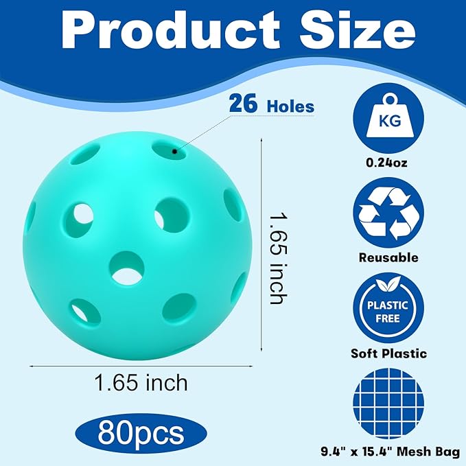 Coopay 20/40/80 Pack Mini Plastic Practice Baseballs, 1.65inch Small Soft Training Balls with Drawstring Bag for Baseball Hitting, Pitching & Batting Training, Indoor & Outdoor