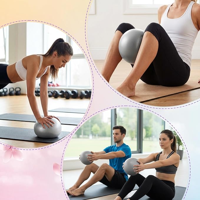 4 Pcs Small Exercise Pilates Ball Bulk 9 Inch Mini Yoga Balls Anti Burst and Slip for Stability, Fitness, Physical Therapy, Stretching & Core Workout at Home Gym Office Class