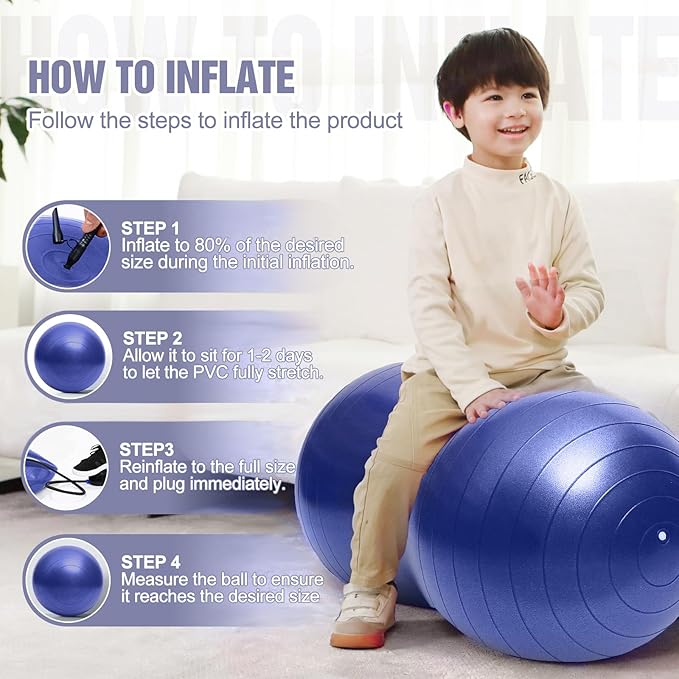 INPANY Peanut Ball - Exercise Ball for Labor Birthing, Anti-Burst Physical Therapy for Kids, Core Strength, Flexible Seating, Home & Gym Fintness, Sensory Chair Wiggle Seat for Girls and Boys