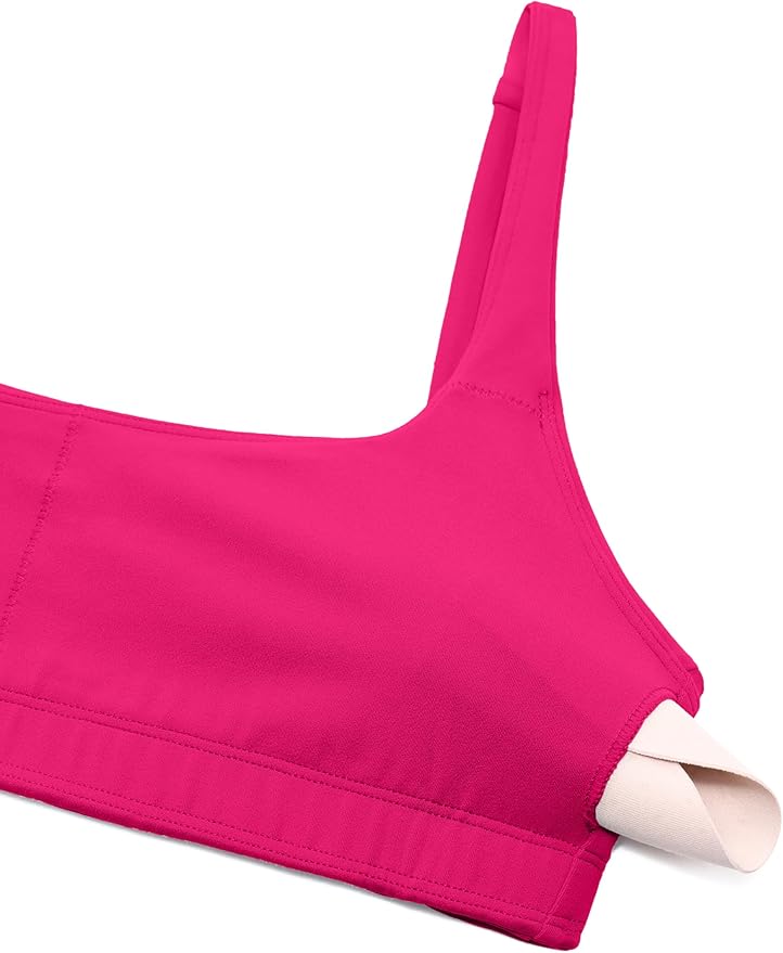 CRZ YOGA Butterluxe Square Neck Spaghetti Strap Sports Bras for Women - Low Coverage Yoga Wireless Padded Cami Crop Top