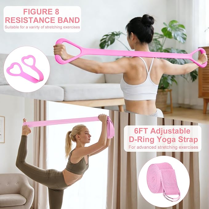 Uluck 13 PCS Pilates Kit for Women,Pilates Kit for Home Workouts, Pilates Equipment Ring and Ball Set, Home Pilates Workout Kit, Pilates Starter Kit for Women at Gym Studio Travel