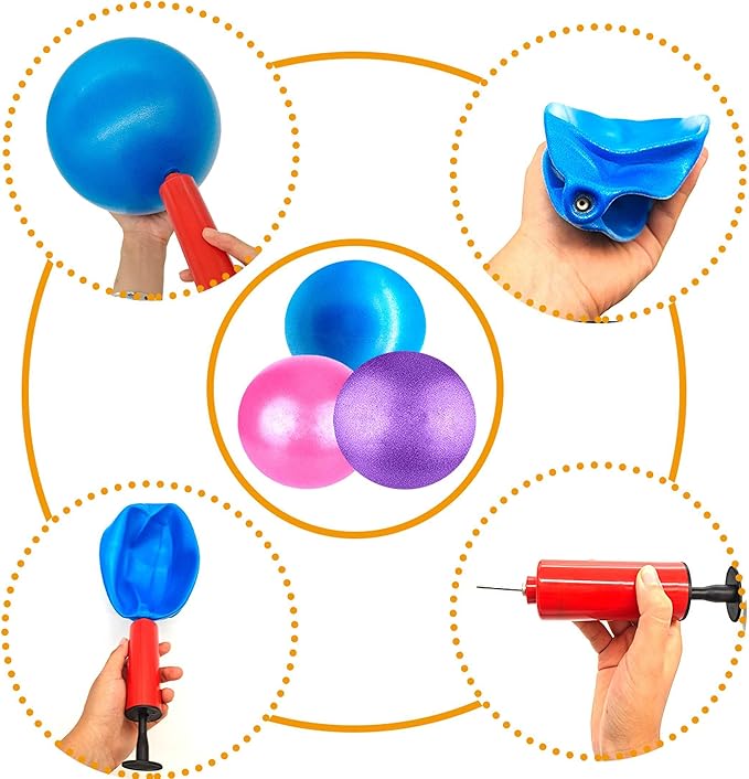 9 Inch Mini Exercise Pilates Yoga Ball, Stability Ball for Yoga, Barre, Training and Physical Therapy- Improves Balance with Inflate Pump(Pink)