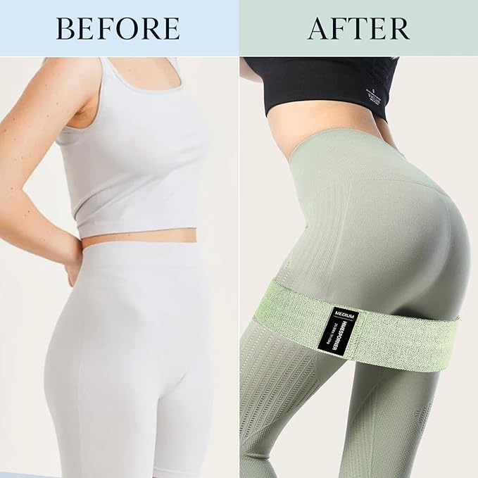 HIMESPORNER Wide Fabric Resistance Bands for Working Out, 3 Level Non-Slip Exercise Booty Bands for Women & Men Leg and Glutes with Hair Ties and Tape Measure - for Home Gym Workout, Yoga, Pilates