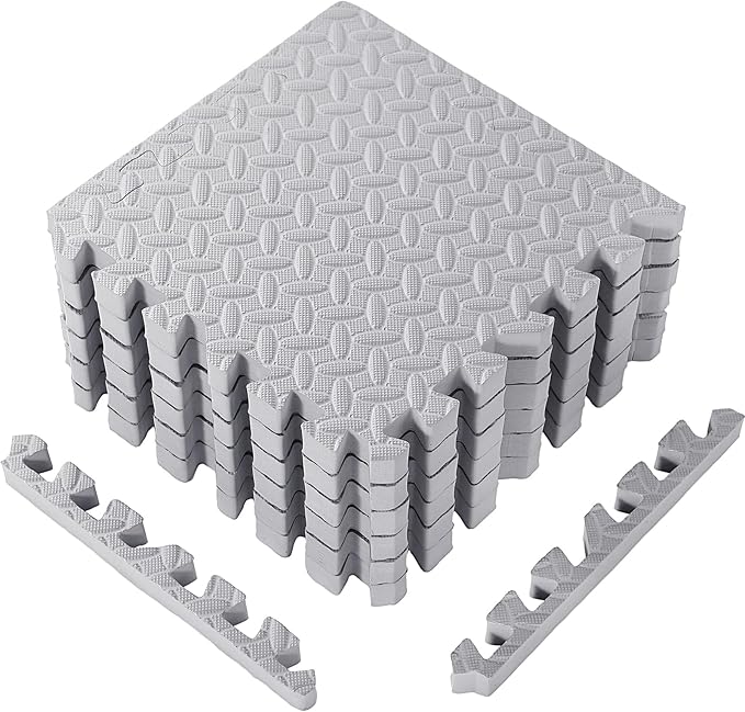 Arrowbash 12x12x1 Inch EVA Thick Interlocking Foam Floor Tiles Puzzle Exercise Mat Foam Mats for Home Gym Pets(Grey,12)