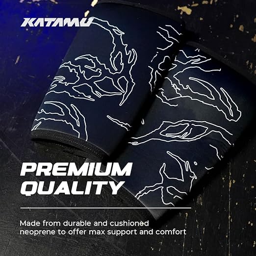 Katamu Premium Weightlifting, Powerlifting, Squats, Athletic and Fitness Knee Support Sleeve | Knee Sleeve for Men and Women | Gothic, Large