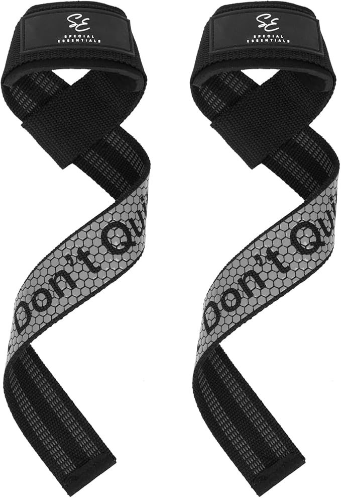 Special Essentials 2 Pack of Wrist Straps for Weightlifting - Two-Sided Anti Slip Silicone Grip & Padded Neoprene - Durable Gym Lifting Straps for Men and Women for Bodybuilding & Powerlifting