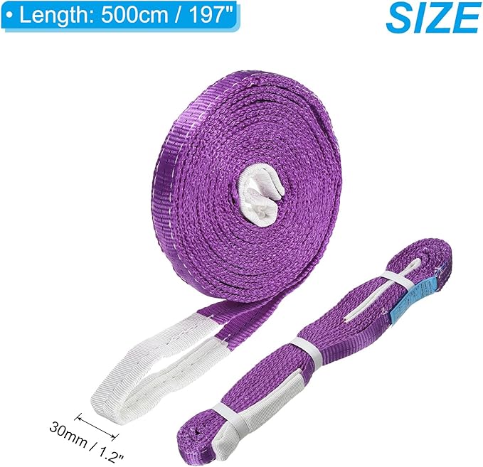 PATIKIL Lifting Slings Straps, 1 Pcs Polyester 16ft Heavy Web Slings Duty Flat Lifting Belts Pull Lifting Straps Slings Mount(2204lbs), Purple