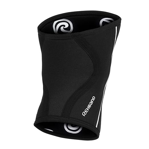 Rehband Kids Knee Sleeve made from 5mm Noprene, Knee Brace - Youth Girls & Boys Compression Knee Brace for Sports: Football, Hockey, Basketball or Running, Colour:Black - 1 Pair, Size:Medium