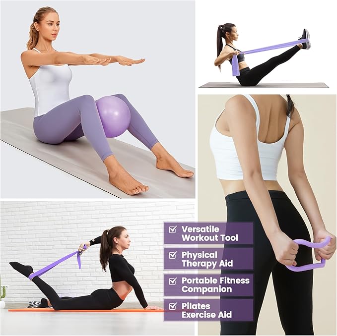 Pilates Kit for Women 13PCS, Pilates Ring and Ball Set with Magic Circle, Resistance Bands Set, Figure 8 Band, Yoga Ring & Grip Socks, Home Workout Equipment Essentials Starter Kit for Beginners
