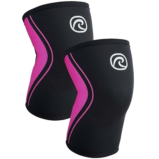 Rehband Knee Sleeve 3mm Neoprene, Lightweight Knee Brace for Endurance and Ball Sports, Unisex Compression Starter Knee-Sleeves, Breathable Running Knee Support, Colour:Pink - 1 Pair, Size:X-Large