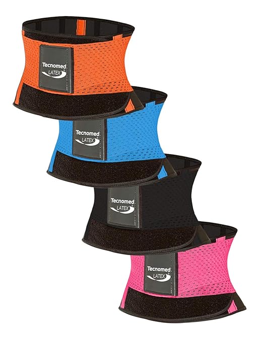 Tecnomed Back Support Belt for Men & Women - Latex Lumbar Support Back Brace for Lower Back Pain Relief, Sciatica, Herniated Disc -All Day Comfort & Support for Work, Gym and Play Black