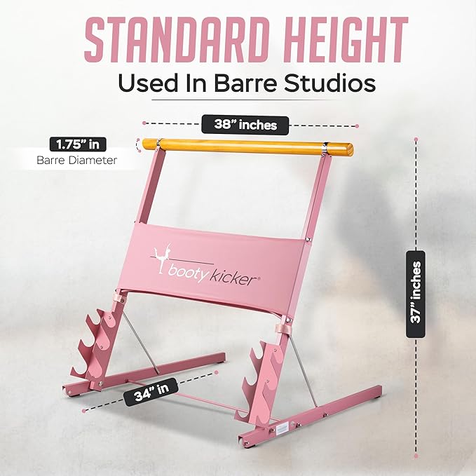 Portable Folding Exercise Bar for Barre, Balance and Ballet Home Workouts, Strong Freestanding Stable Design
