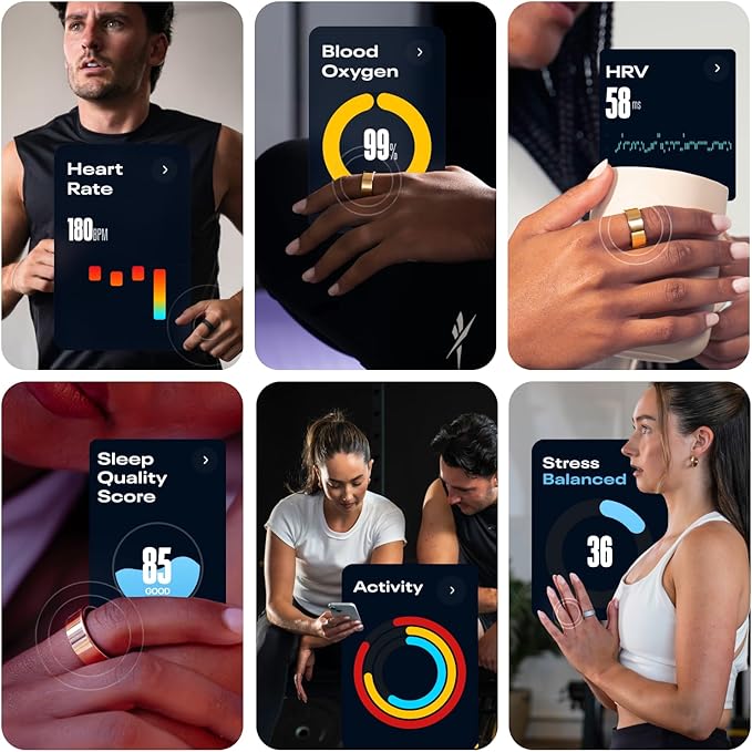 Reebok Smart Ring for Women or Men - Matte Black - Subscription Free - The Next Generation of Wearable Technology - Fitness and Sleep Tracker - Monitors Wellbeing and Recovery