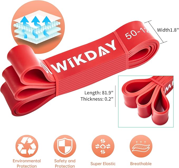 WIKDAY Resistance Bands for Working Out, Exercise Bands, Workout Bands, Pull Up Assistance Bands for Body Stretching Training Physical Therapy Muscle Training for Men & Women