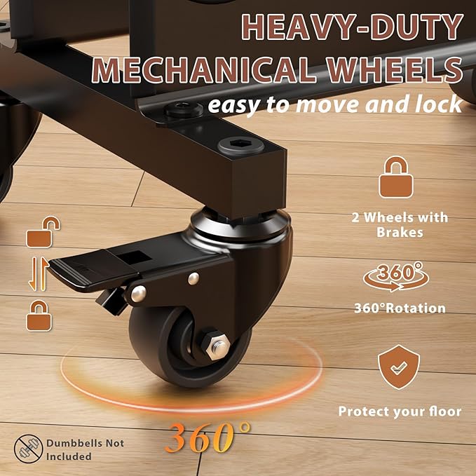4-Tier Dumbbell Rack on Wheels – Portable A-Frame Weight Rack for Home Gym, Fits 3-30 lb Dumbbells (Rack Only)