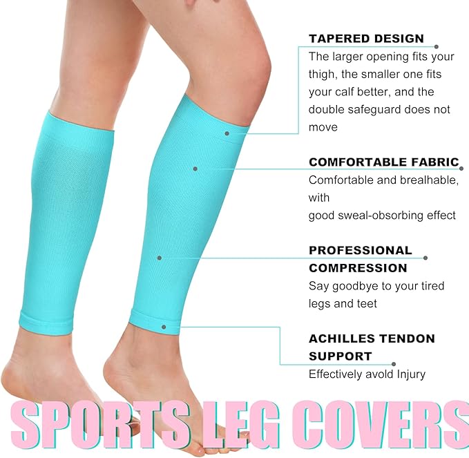 6 Pairs Calf Compression Sleeve Women Footless Compression Stockings Elastic Leg Sleeve for Running Nurse Pregnant