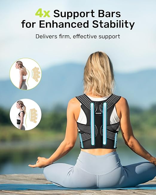 Rakiie All-round Back Belt Support for Women Men, Breathable Durable Lumbar Support Brace, Invisible Under Clothing, Back Support Brace for Hunchback, Gray Size XL (Upper Waist: 47.2"-53.2")