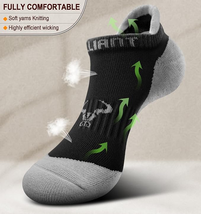 BULLIANT Men Running Socks,Active Ankle Socks No Show For Men With Cushioned Footbed Arch Support Breathable Wicking