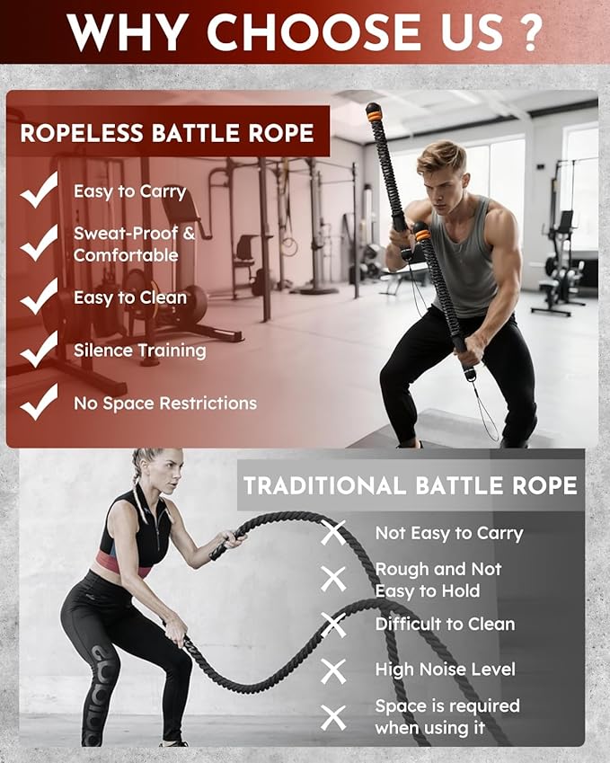 Ropeless Cordless Portable Battle Ropes for Home Gym,Adjustable Weight Z-Rope,Workout Equipment Weighted,Exercise Strength Training,No Endless Jump Rooes,Fitness Working Flex Springs Sticks(Pink)