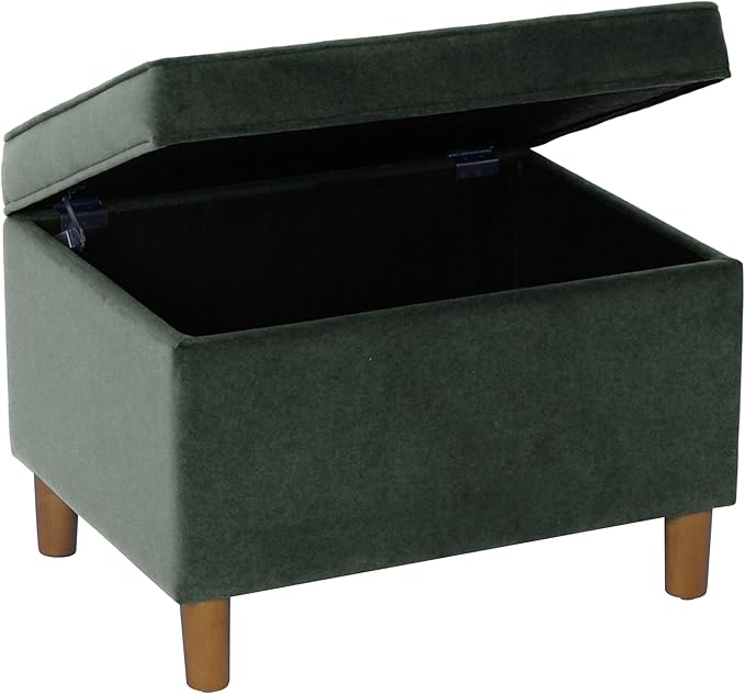 Home Decor | Dinah Collection Modern Storage Ottoman | Ottoman with Storage for Living Room & Bedroom(Loden Green Velvet)