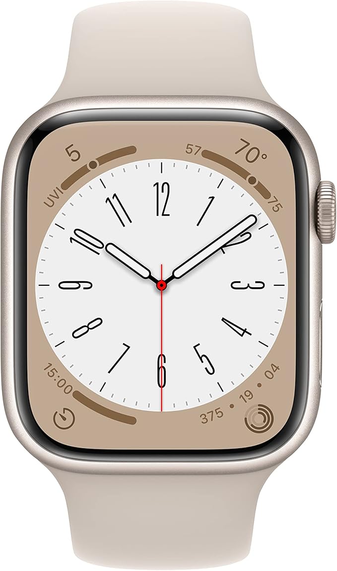 Apple Watch Series 8 [GPS + Cellular, 45mm] - Starlight Aluminum Case with Starlight Sport Band, M/L (Renewed)