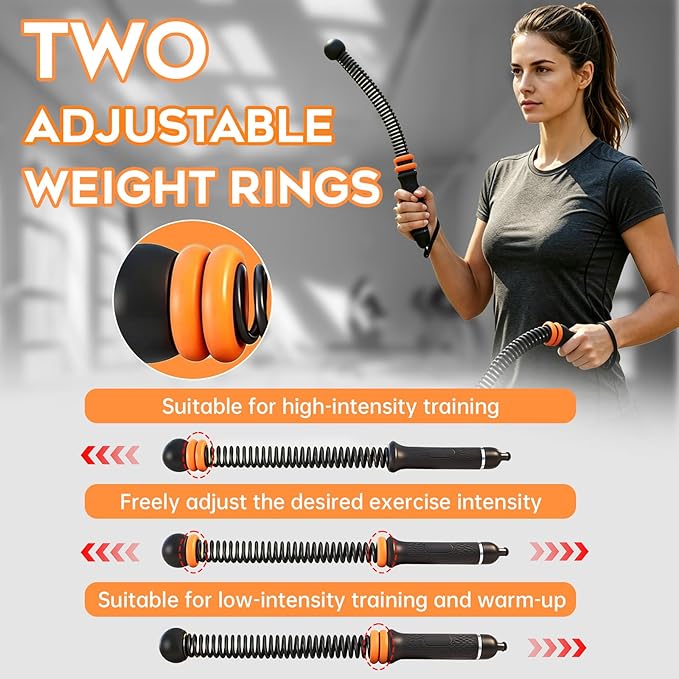 Adjustable Weighted Ropeless Battle Ropes – Portable Cordless Workout Ropes with Resistance Rings, All-Steel Springs & Non-Slip Handles for Home Gym, HIIT, Strength Training – Men & Women（Black）
