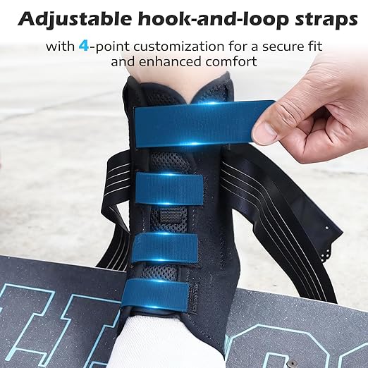 Ankle Brace for Sprained Ankle, Ankle Brace for Women Men Adjustable & Air Fabric Cool With 2 Removable Side Splints, Ankle Stabilizer for Basketball, Volleyball, Sports, Injury Recovery (Large)