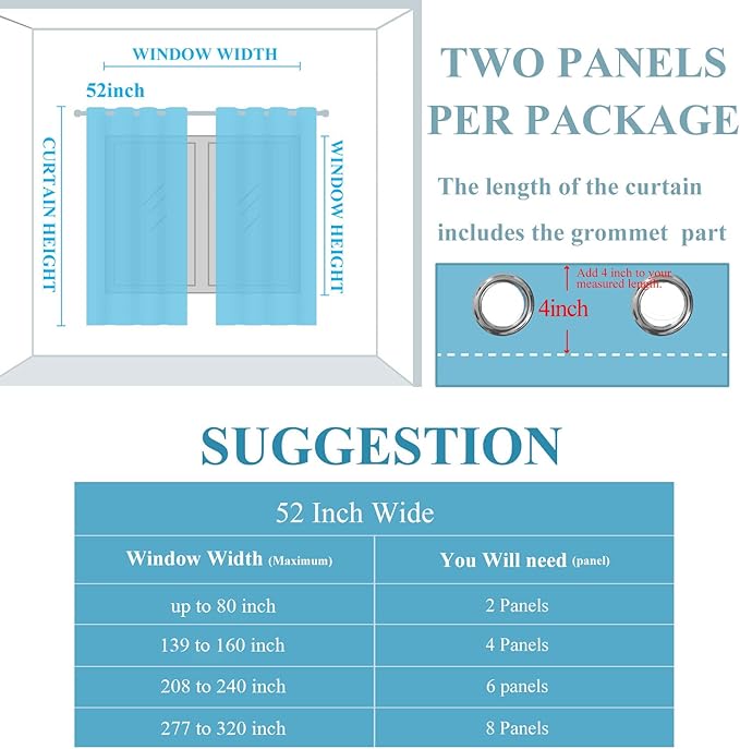Estelar Textiler Stone Blue and Greyish White Blackout Curtains 96 Inches Long,Full Room Darkening Grommet Curtains for Bedroom,Thermal Insulated Ombre Blackout Drapes for Living Room,52Wx96L,2 Panels