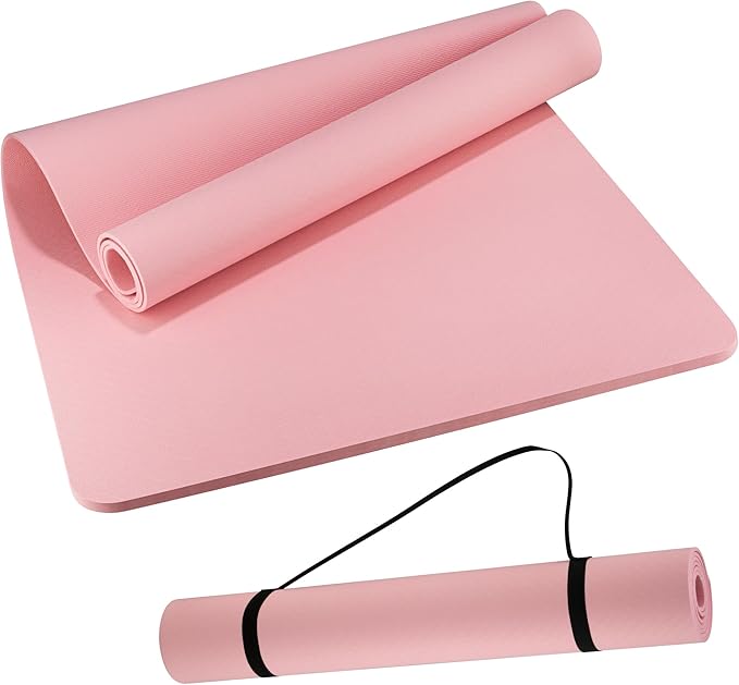 Extra Wide Yoga Mat 72"x 32" - Non Slip TPE Exercise Mat for Home Workout, 6mm High-Density Large Yoga Mat for Men & Women, Eco Friendly Pilates & Fitness Floor Mat with Carry Strap