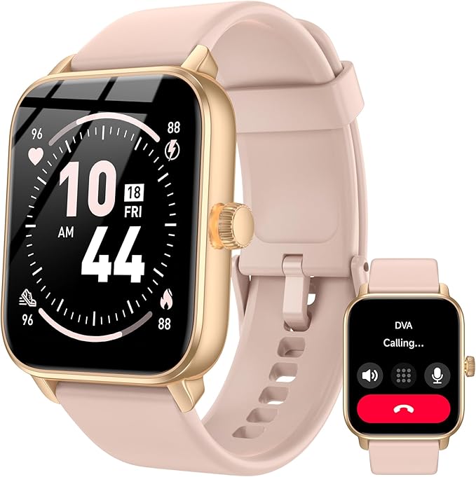 Smart Watches for Men Women, 1.85" HD Touch Screen Fitness Tracker with Bluetooth Calling & Alexa, IP68 Waterproof, 120 Sports Modes, Heart Rate Sleep Monitor, 7 Days Battery for iOS Android (Pink)