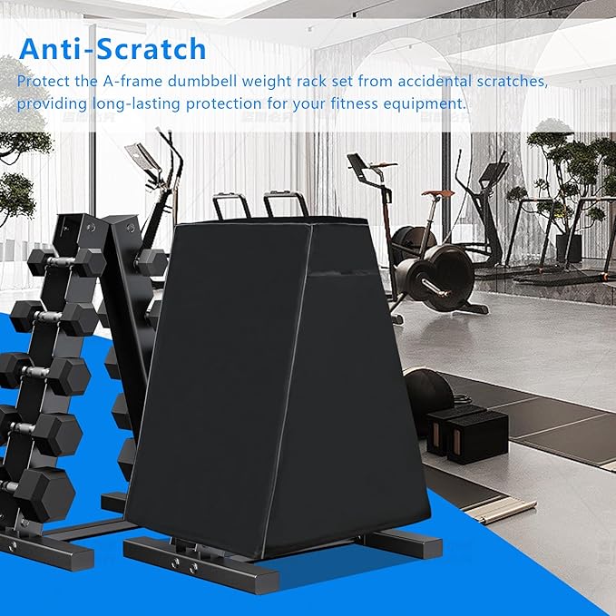 Waterproof Oxford Cloth Dumbbell Rack Cover for Compact A-Shape 5-Tier Dumbbell Rack, Home Gym Weight Storage Cover with Drawstring (cover only)