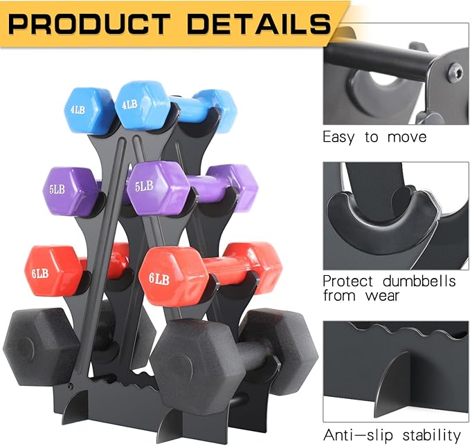 Dumbbell Rack 4 Tier Weight Rack for Dumbbells Compact Dumbell Rack Stand Only for Home Gym Weight Stand, (Rack ONLY)