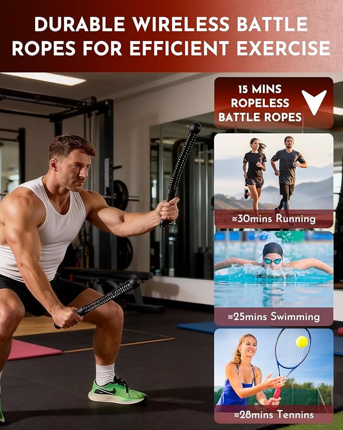 Ropeless Cordless Portable Battle Ropes for Home Gym,Adjustable Weight Z-Rope,Workout Equipment Weighted,Exercise Strength Training,No Endless Jump Rooes,Fitness Working Flex Springs Sticks(Pink)