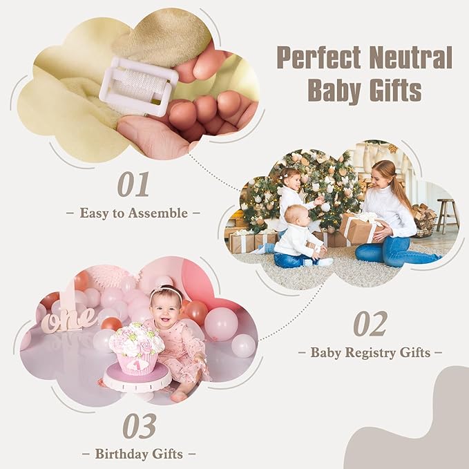 5-in-1 Plush Baby Play Gym, Activity Mat with Convertible Gym, Baby Gym 6 Sensory Toys, Play Center for Newborn to Toddler, Cream