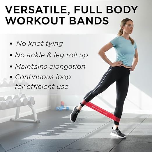 THERABAND Resistance Band Loop Set, 12" Workout Bands for Strength Training, Stretching & Physical Therapy, Set of 4 Color-Coded Exercise Bands with Varying Resistance Levels, Portable & Durable
