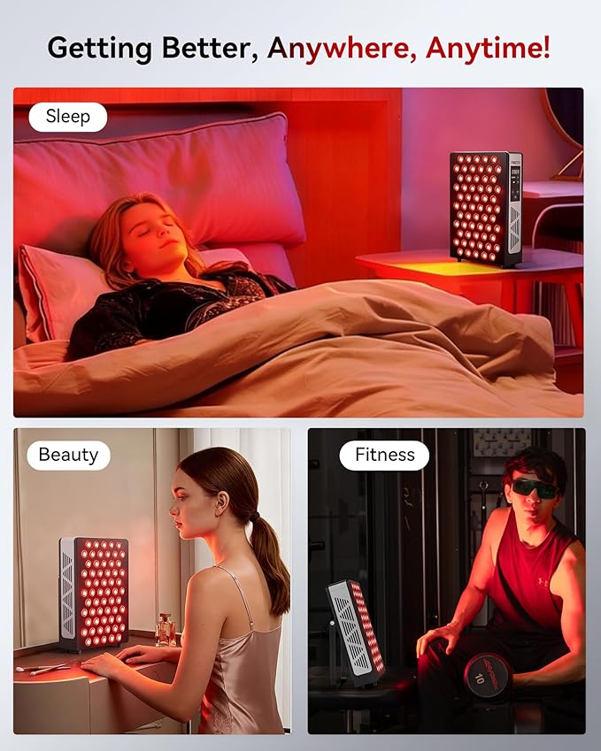 2026 Upgraded Red Light Therapy for Body Face, 4-Chip 630nm/660nm/830nm/850nm Red Light Panel with 3 Modes, Dimmable & Timer, Infrared Light Therapy for Home Office Gym, Pro 60 LEDs