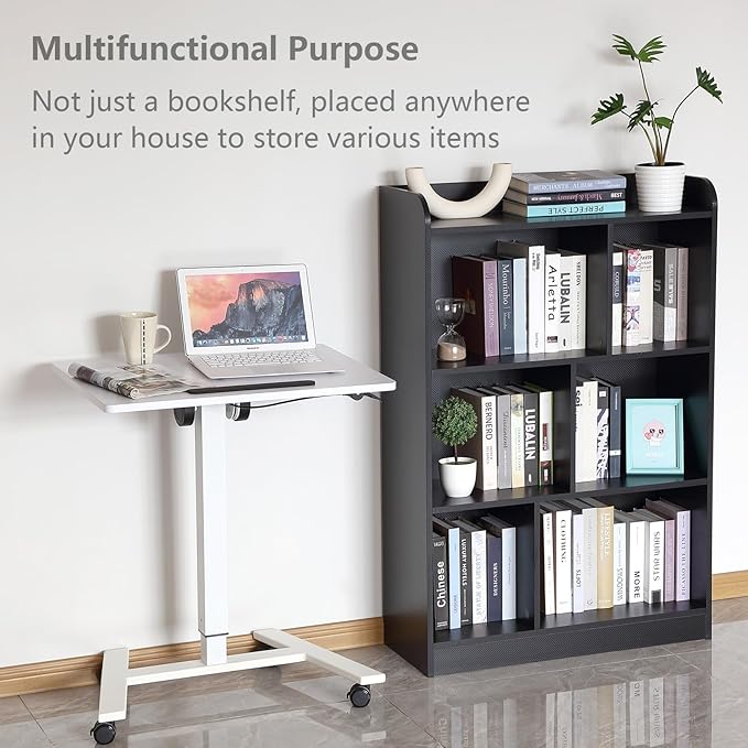Book Shelf with Back Panel Stability 6 Cube Bookcase Multifunctional Cube Storage Organizer for Bedroom Living Room Office Closet School in Black with 31.49''W