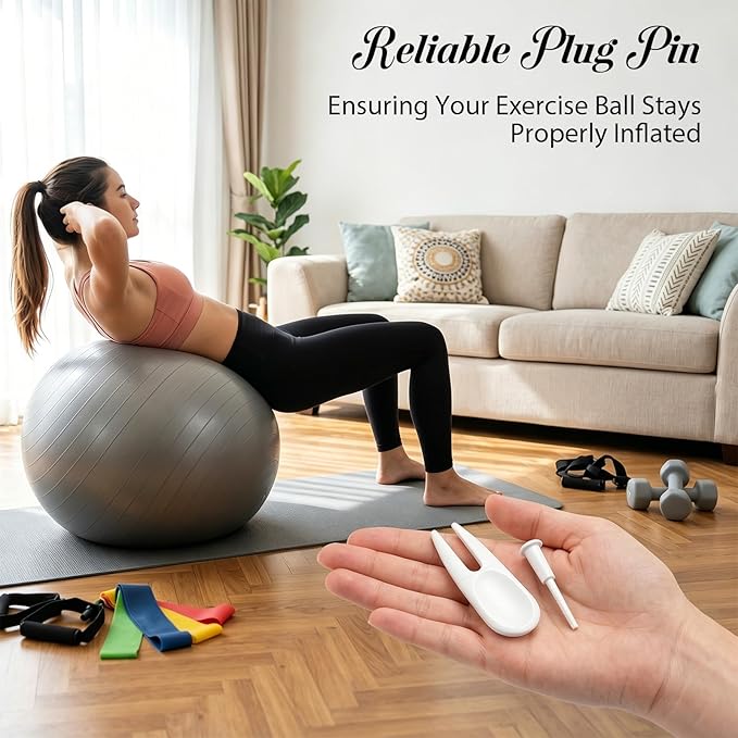 6 Exercise Ball Plug Replacement and 2 Removal Tool, Yoga Ball Plug Air Stopper Valve Nozzles Pin for Pilates Balls Stability Balls