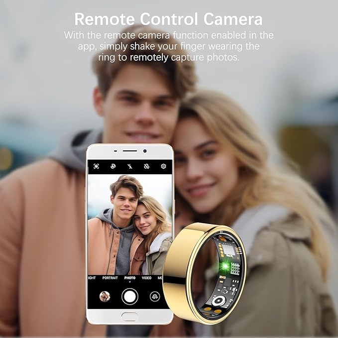 SEEVEN Smart Ring for Women Men, Fit Ring with Heart Rate, Blood Oxygen, HRV, Sleep Monitor, Stress, Step Counter, IP68 Waterproof Fitness Rings for iPhone & Android, No Subscription Fee (Gold, 11#)