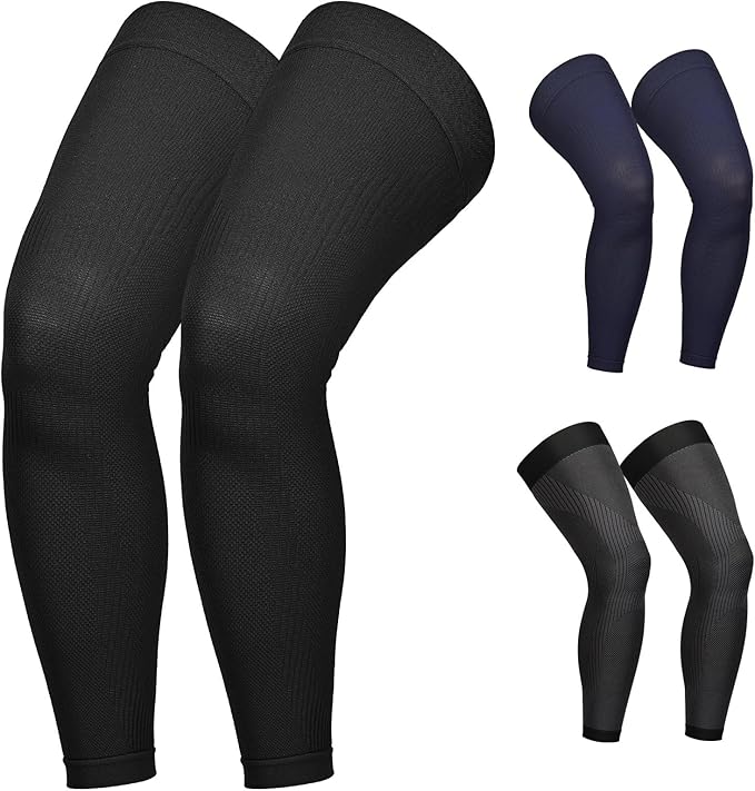 KEKING Full Leg Compression Sleeves, Unisex, Thigh High Compression Stocking 20-30mmHg Graduated Support for Thigh Calf Knee, Running, Basketball, Reduce Varicose Veins and Swelling, All Black M