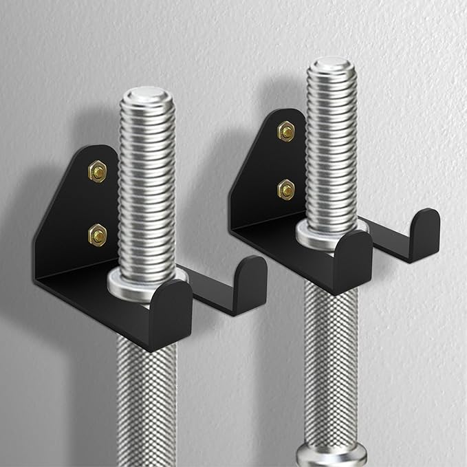 Barbell Storage Rack, Heavy Duty Vertical Hanging Barbell Rack, Wall Mounted Barbell Holder, Olympic Wall Mount Barbell Holder Space Saving Bar Holder Suitable for for Home, Commercial, Garage Gym
