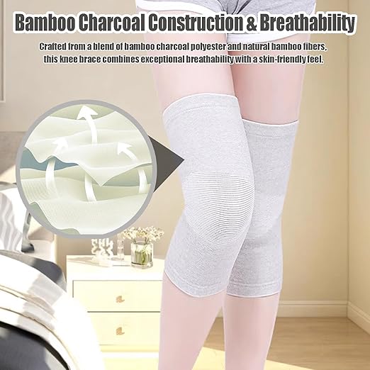 Bamboo Charcoal Compression Knee Sleeve - 2 Pairs Elastic Warm Knee Brace for Men and Women - Compression Knee Pads for Arthritis (Black+Gray, Small)