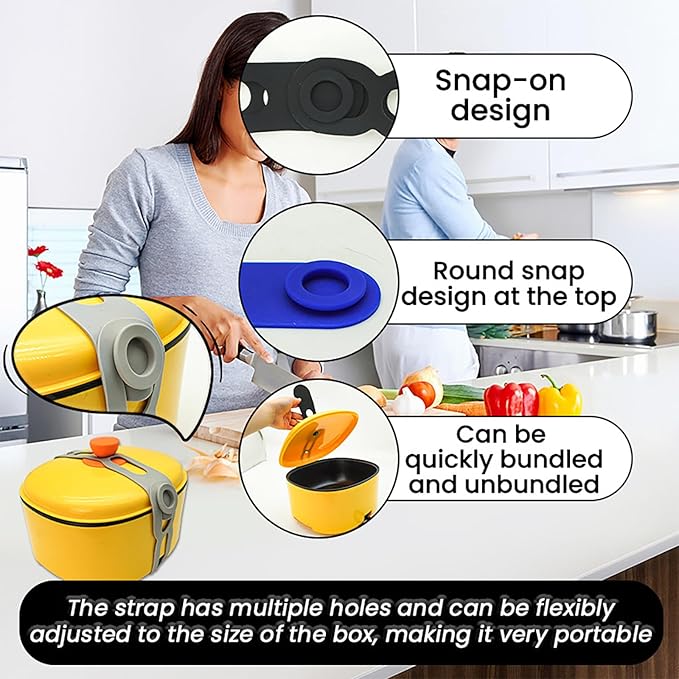 21.3 Inch Reusable Silicone Tie - Self-Locking Elastic Strap for Bento Box/Slow Cooker Lid/Pot, Multi-Use Organizer for Cords/Curtain/Yoga Mat/Camping Gear, BPA-Free & Dishwasher Safe (Blue 3PCS)