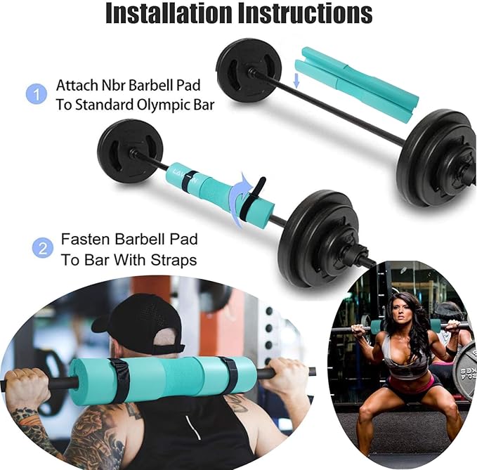 Squat Pad - Foam Barbell Pad for Squats Cushion, Lunges & Bar Padding for Hip Thrusts - Standard Weight Bar Pad - Provides Cushion to Neck and Shoulders While Training