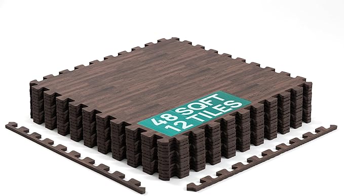 Yes4All EVA Interlocking Mats, Puzzle Floor Tiles, Foam Floor Padding with Border for Furniture, Home Space, Living Room, Garage