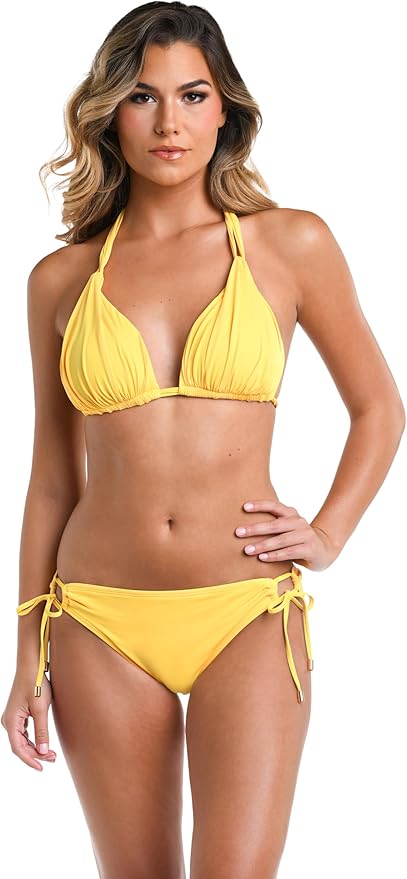 Island Goddess Rouched Halter Bikini Swimsuit Top