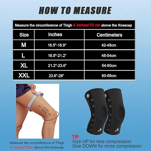 Kuangmi Knob Knee Brace, Knee Compression Sleeve with Patella Gel Pad & Side Stabilizers, Support for Sports, Workout, Pain Relief, Arthritis, Meniscus Tear(Left,X-Large,Single)